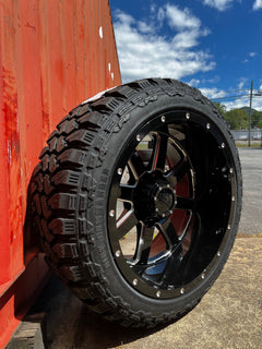 22x12 8x170 Gear Big Block 726MB Milled wheels and 33x12.50 Centennial MT tires